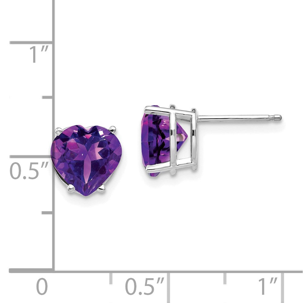 14K Weißgold Ohrringe mit 8-mm-Herz-Amethyst