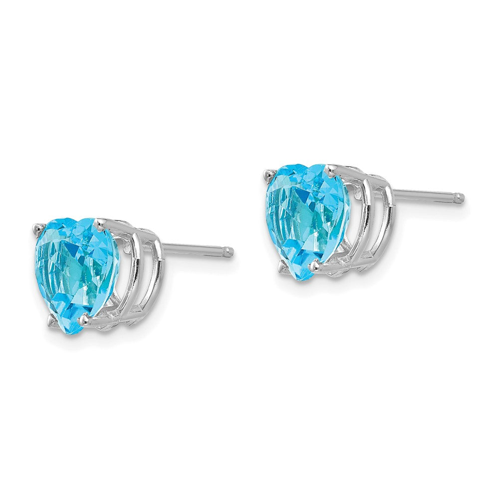 14K Gelbgold Blautopas-Herz-Ohrstecker