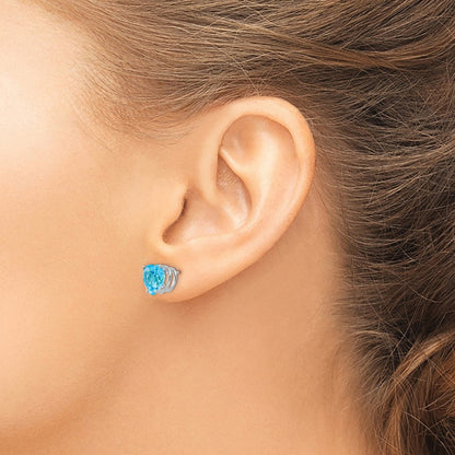 14K Gelbgold Blautopas-Herz-Ohrstecker
