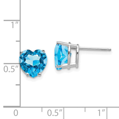 14K Gelbgold Blautopas-Herz-Ohrstecker