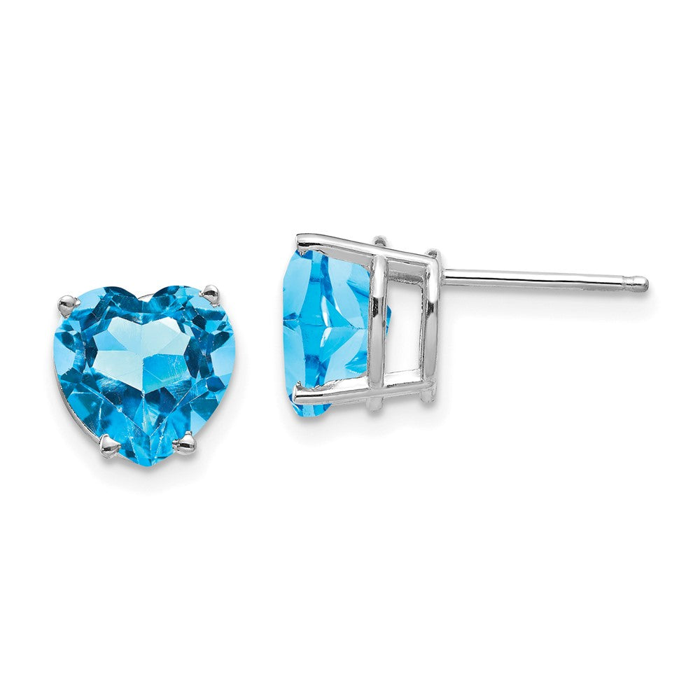 14K Gelbgold Blautopas-Herz-Ohrstecker