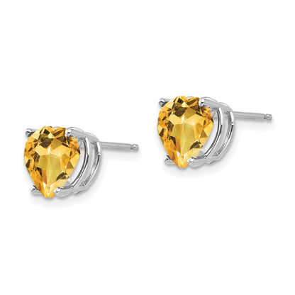 14K Gelbgold Citrin-Herz-Ohrstecker