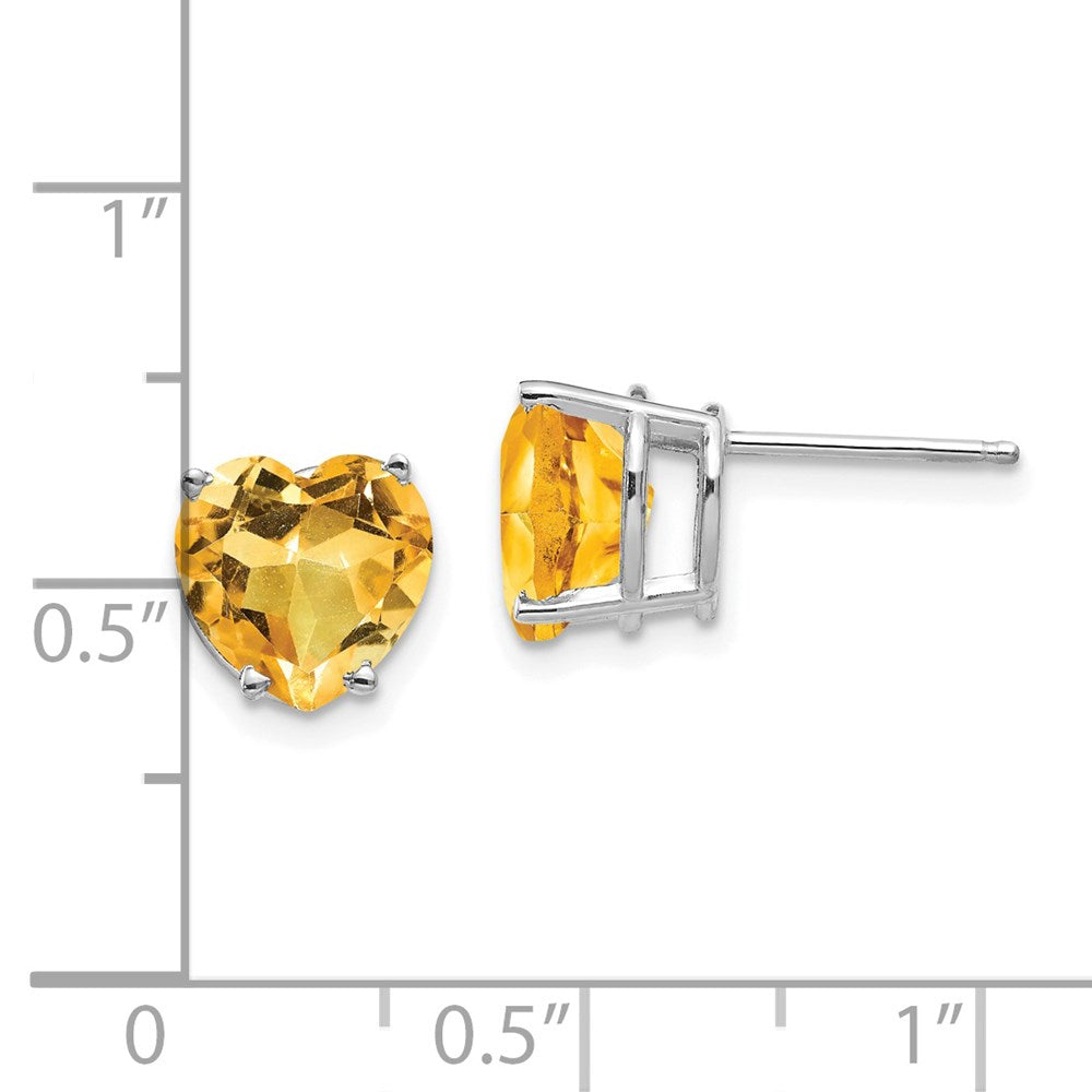 14K Gelbgold Citrin-Herz-Ohrstecker