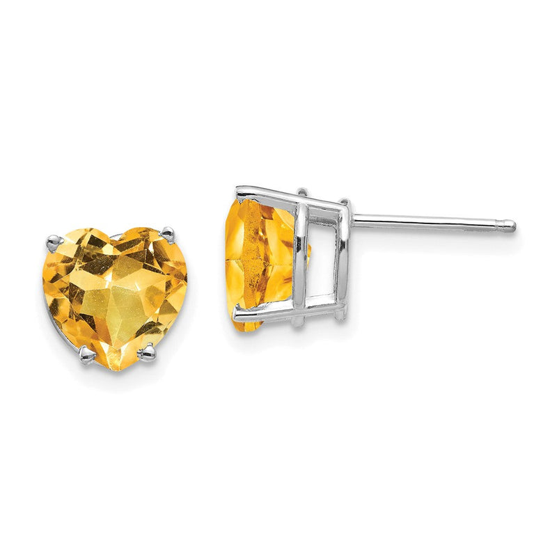14K Gelbgold Citrin-Herz-Ohrstecker