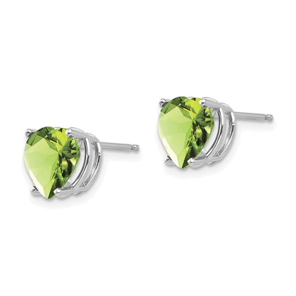 14K Weißgold Ohrringe mit 8-mm-Herz-Peridot