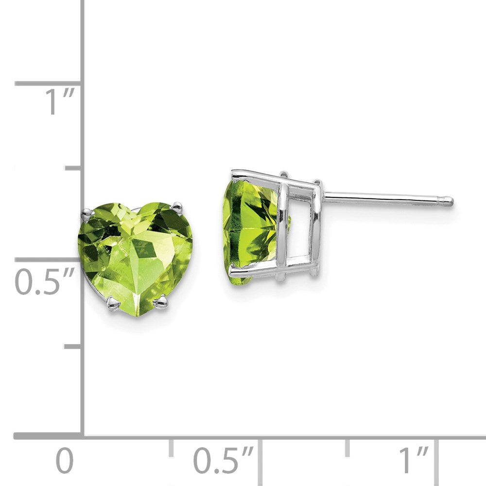 14K Weißgold Ohrringe mit 8-mm-Herz-Peridot