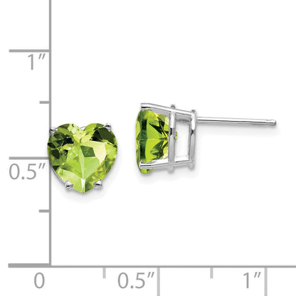 14K Weißgold Ohrringe mit 8-mm-Herz-Peridot