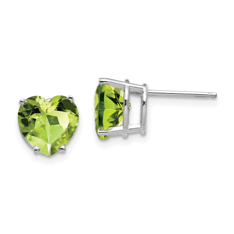 14K Weißgold Ohrringe mit 8-mm-Herz-Peridot