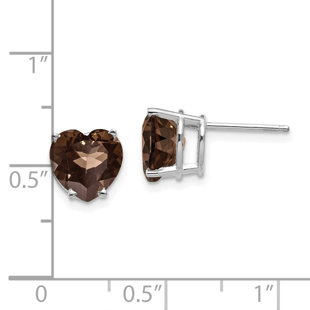 14K Weißgold Ohrringe mit 8-mm-Herz-Rauchquarz und Citrin
