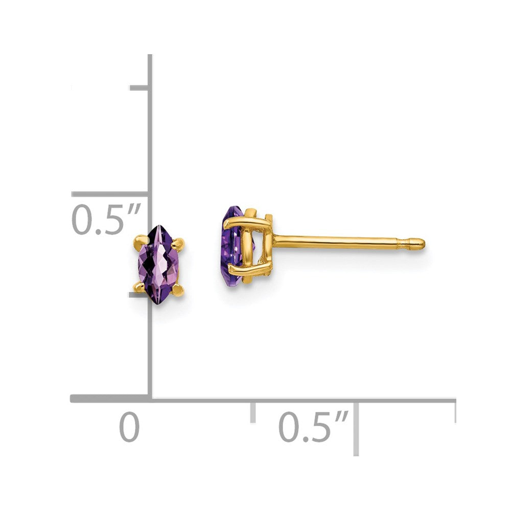 14K Gelbgold Ohrringe mit Amethyst im Marquise-Schliff, 5 x 2,5 mm