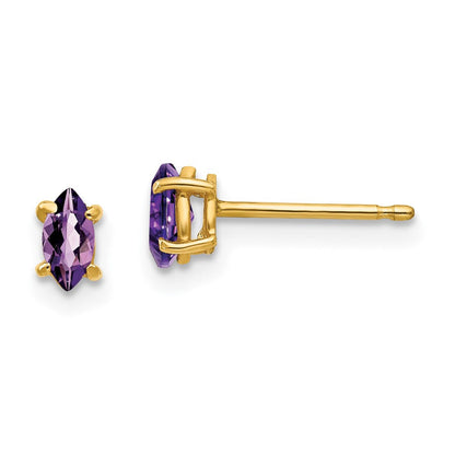 14K Gelbgold Ohrringe mit Amethyst im Marquise-Schliff, 5 x 2,5 mm