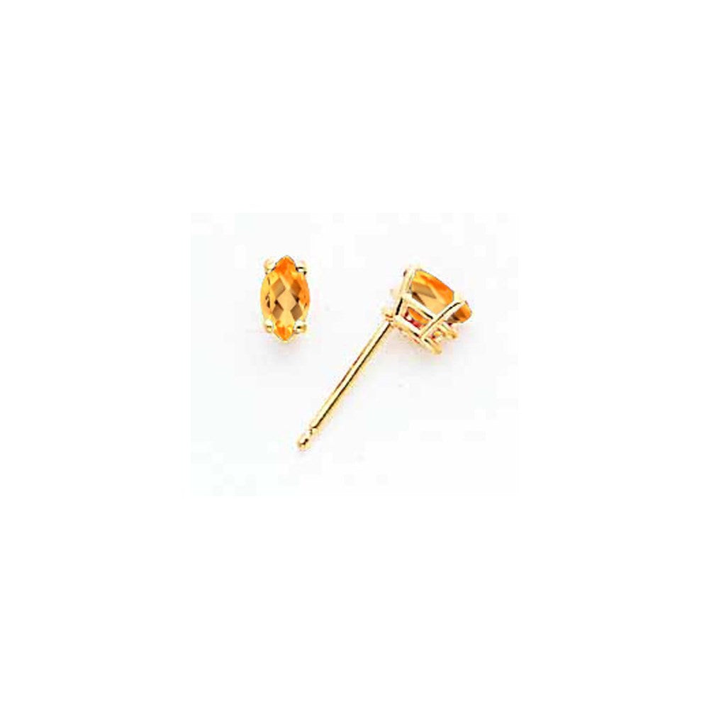 14K Gelbgold Ohrringe mit Citrin im Marquiseschliff, 5 x 2,5 mm