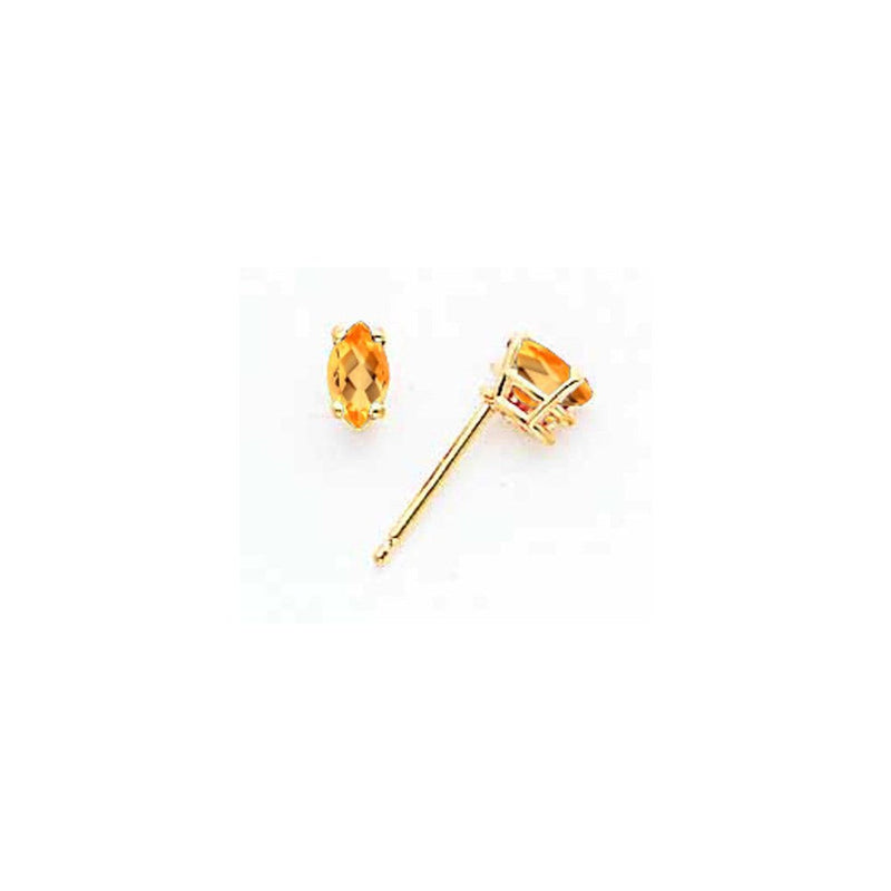 14K Gelbgold Ohrringe mit Citrin im Marquiseschliff, 5 x 2,5 mm