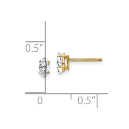 14K Gelbgold Ohrringe mit Marquise-Zirkonia, 5 x 2,5 mm