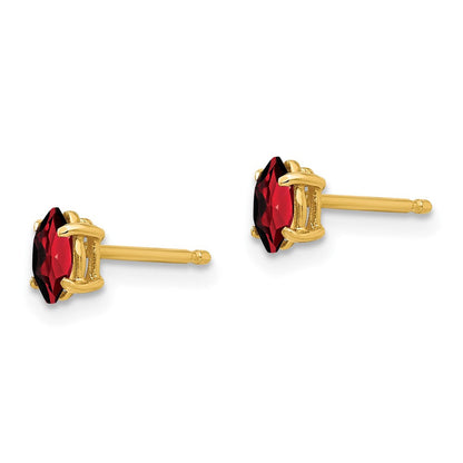 14K Gelbgold Ohrringe mit Marquise-Granat 5x2,5 mm