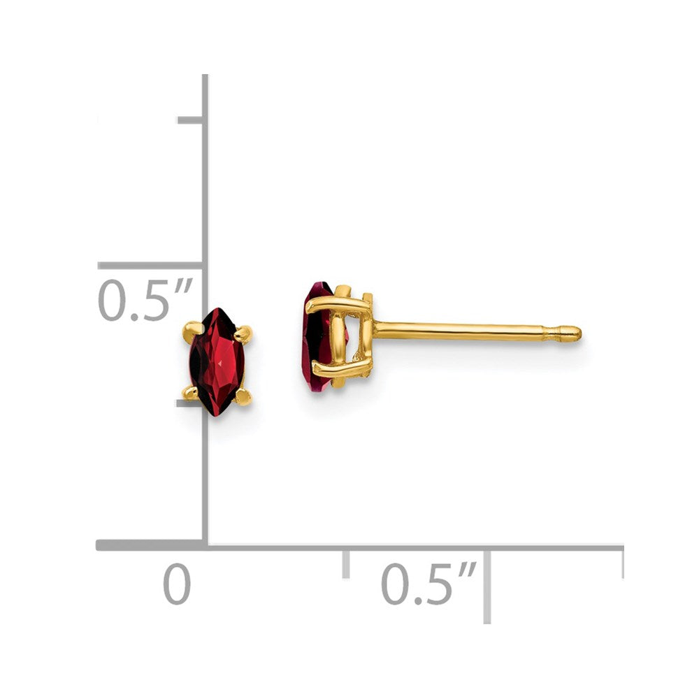 14K Gelbgold Ohrringe mit Marquise-Granat 5x2,5 mm