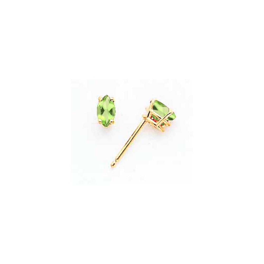 14K Gelbgold Ohrringe mit Peridot im Marquise-Schliff, 5 x 2,5 mm