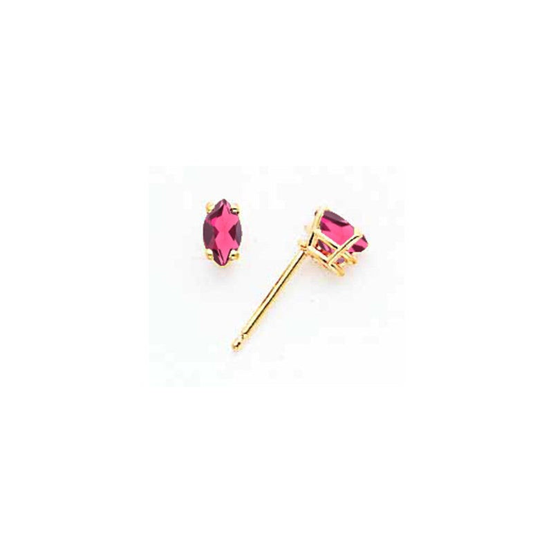 14K Gelbgold 5x2.5mm Marquise Rhodolith Granat Ohrring