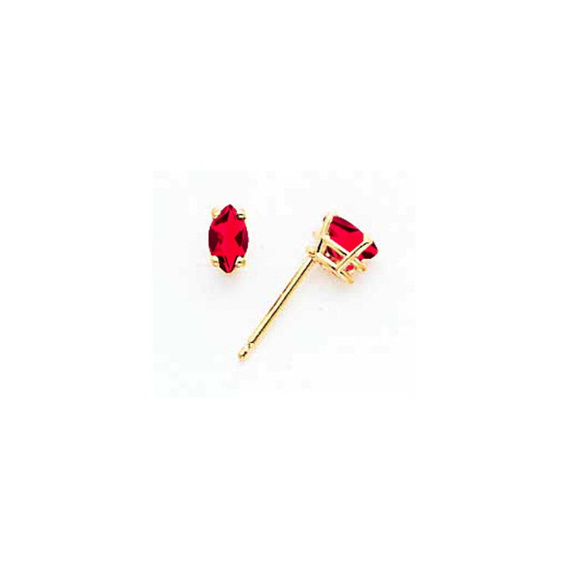 14K Gelbgold Ohrringe mit Rubinen im Marquise-Schliff, 5 x 2,5 mm