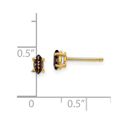14K Gelbgold Ohrringe mit 5x2,5 mm Marquise-Rauchquarz in Gelbgold