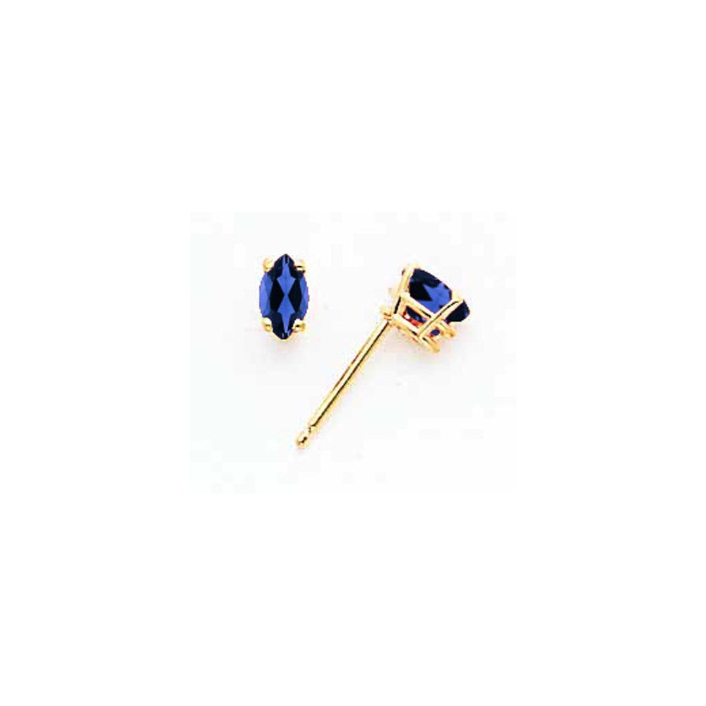 14K Gelbgold Ohrringe mit Saphir im Marquise-Schliff, 5 x 2,5 mm