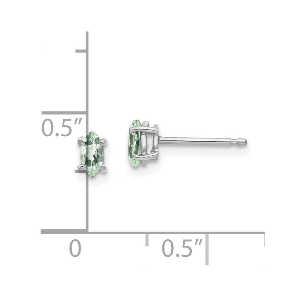 14K Weißgold Ohrringe mit 5x2,5 mm marquiseförmigem grünem Quarz
