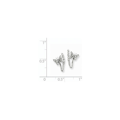 14K Weißgold Ohrringe mit echten Diamanten in Schmetterling-Design