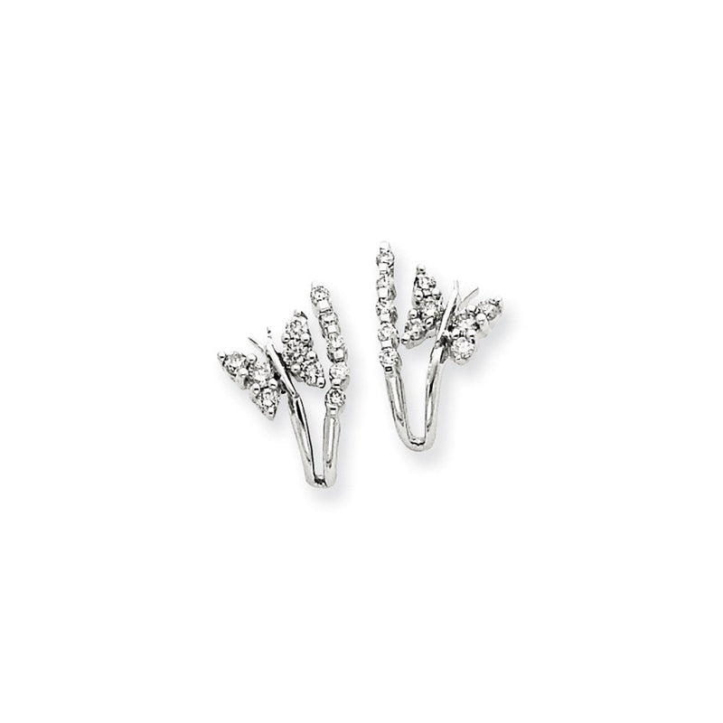 14K Weißgold Ohrringe mit echten Diamanten in Schmetterling-Design