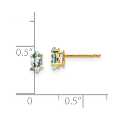 14K Gelbgold Ohrringe mit 6x3 mm Marquise Grünquarz