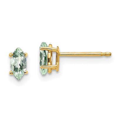 14K Gelbgold Ohrringe mit 6x3 mm Marquise Grünquarz