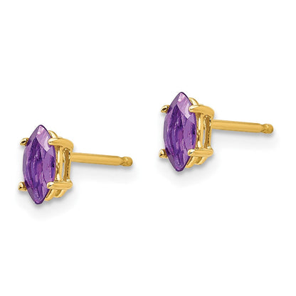 14K Gelbgold Ohrringe mit 6x3 mm Amethyst im Marquise-Schliff