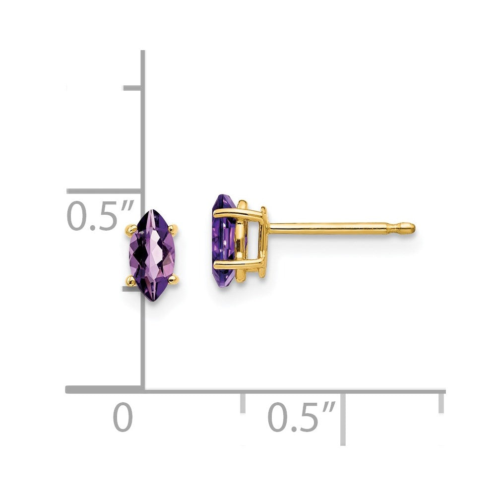 14K Gelbgold Ohrringe mit 6x3 mm Amethyst im Marquise-Schliff