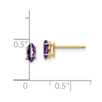 14K Gelbgold Ohrringe mit 6x3 mm Amethyst im Marquise-Schliff