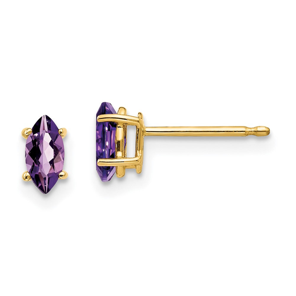 14K Gelbgold Ohrringe mit 6x3 mm Amethyst im Marquise-Schliff