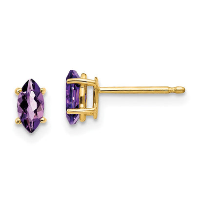 14K Gelbgold Ohrringe mit 6x3 mm Amethyst im Marquise-Schliff