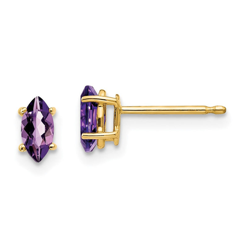 14K Gelbgold Ohrringe mit 6x3 mm Amethyst im Marquise-Schliff