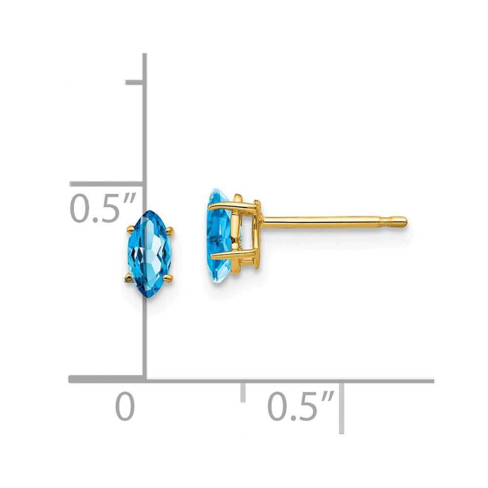 14K Gelbgold Ohrringe mit 6x3 mm Blautopas im Marquise-Schliff