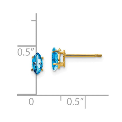 14K Gelbgold Ohrringe mit 6x3 mm Blautopas im Marquise-Schliff