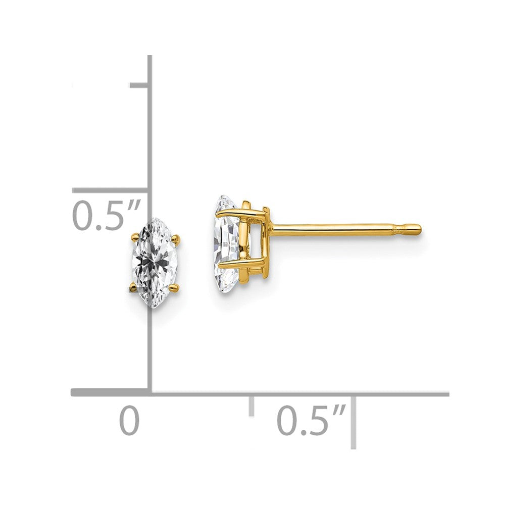 14K Gelbgold Ohrringe mit Zirkonia im Marquise-Schliff, 6x3 mm
