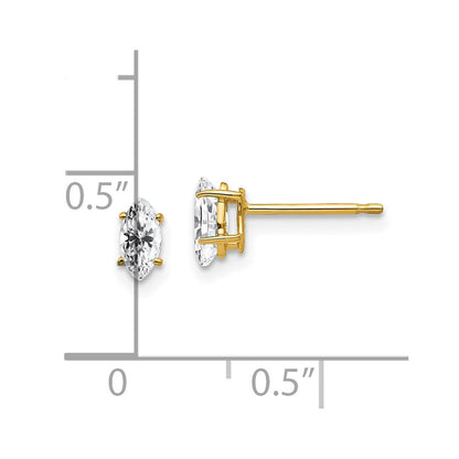14K Gelbgold Ohrringe mit Zirkonia im Marquise-Schliff, 6x3 mm