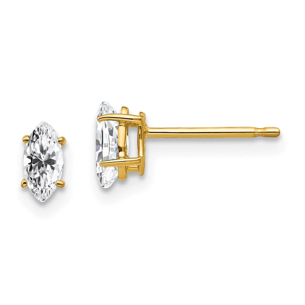 14K Gelbgold Ohrringe mit Zirkonia im Marquise-Schliff, 6x3 mm