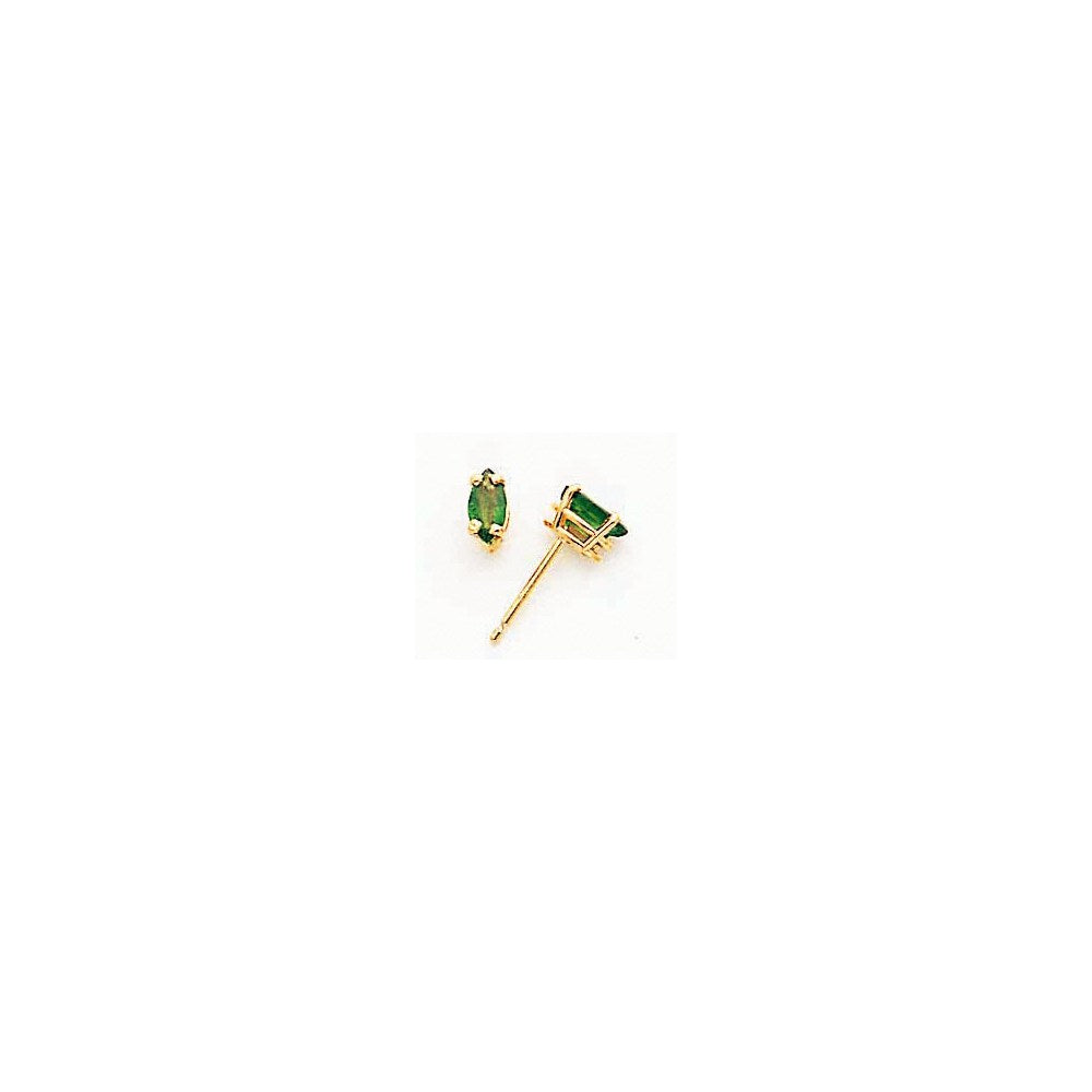 14K Gelbgold Ohrringe mit Smaragden im Marquise-Schliff, 6x3 mm