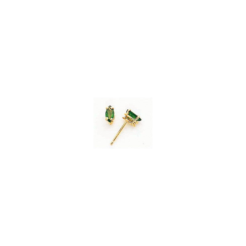 14K Gelbgold Ohrringe mit Smaragden im Marquise-Schliff, 6x3 mm