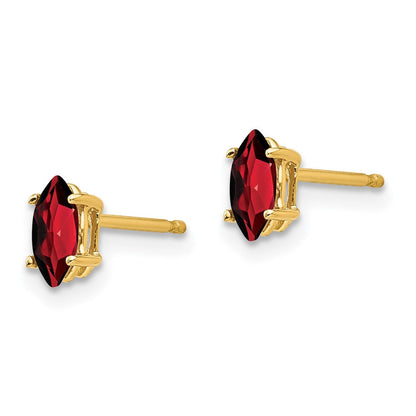 14K Gelbgold Ohrringe mit Granat im Marquise-Schliff, 6 x 3 mm