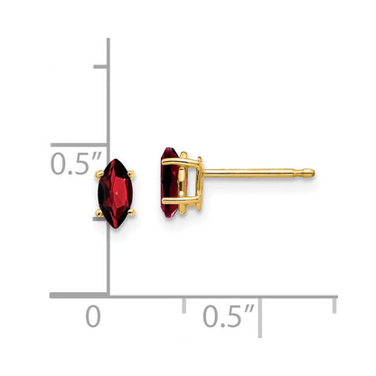 14K Gelbgold Ohrringe mit Granat im Marquise-Schliff, 6 x 3 mm
