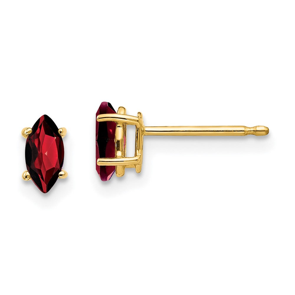 14K Gelbgold Ohrringe mit Granat im Marquise-Schliff, 6 x 3 mm