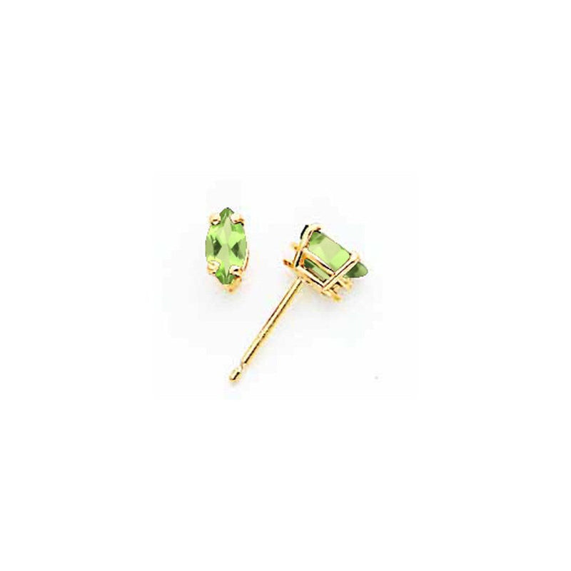 14K Gold Ohrringe mit Peridot im Marquise-Schliff, 6x3 mm
