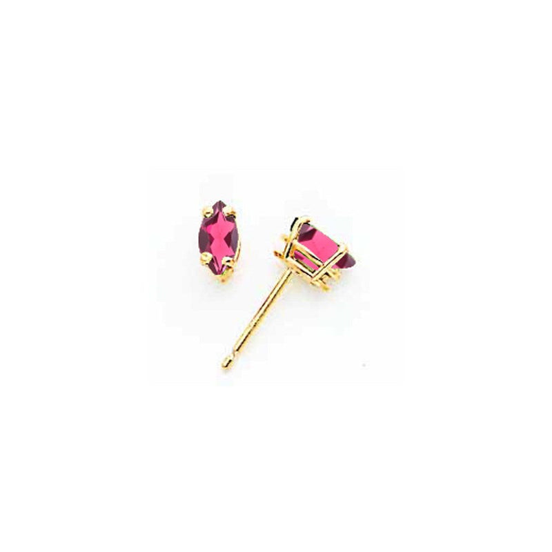 14K Gelbgold 6x3mm Marquise Rhodolith Granat Ohrring