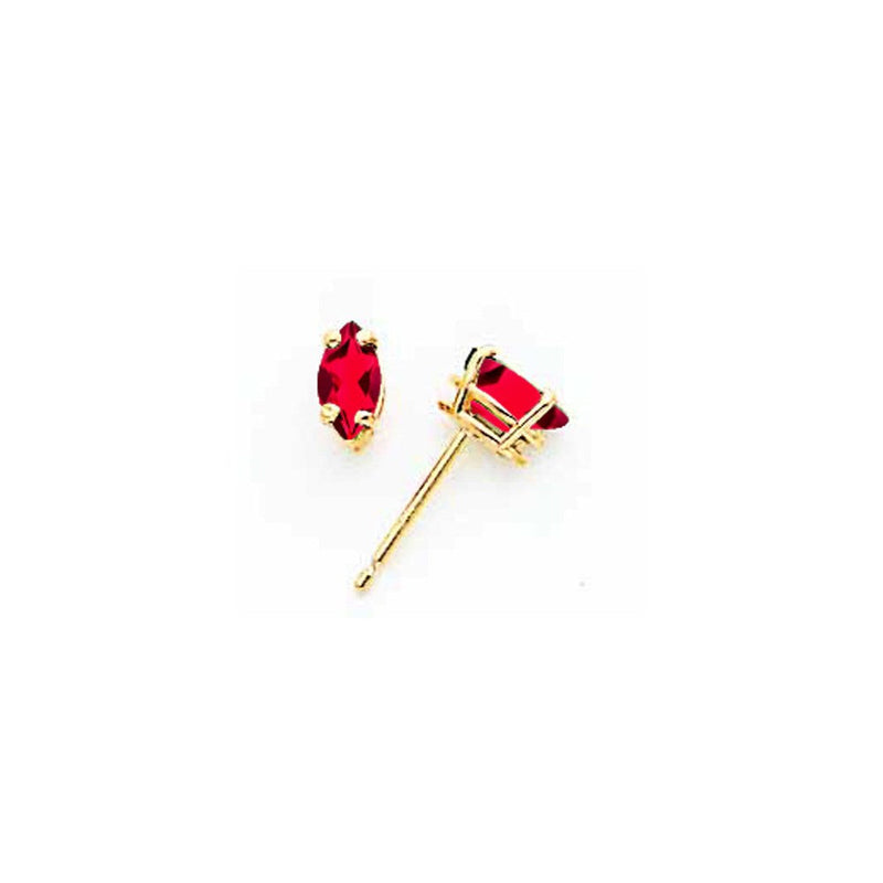 14K Gelbgold Ohrringe mit Rubinen im Marquise-Schliff, 6 x 3 mm