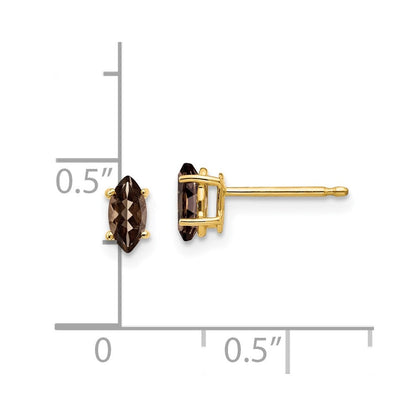 14K Gelbgold Ohrringe mit 6x3 mm Marquise-Rauchquarz in Gelbgold